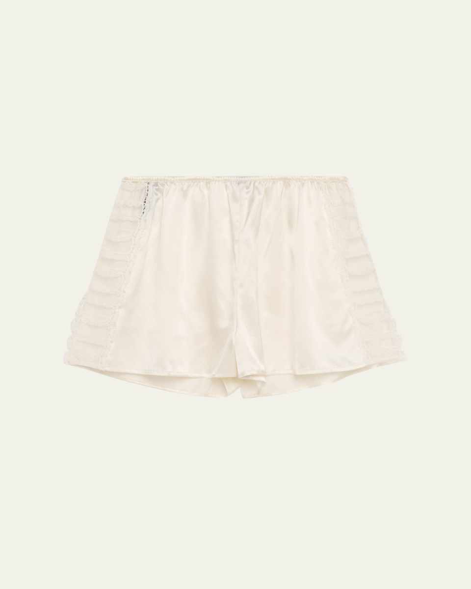 Murmure Lace-Trim Silk Satin Shorts